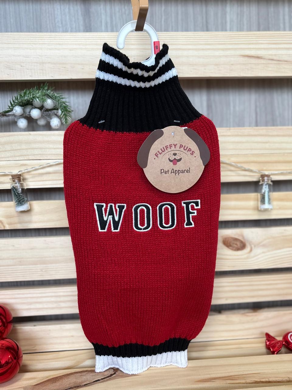 Abrigo Perro Rojo Letras "Woof"