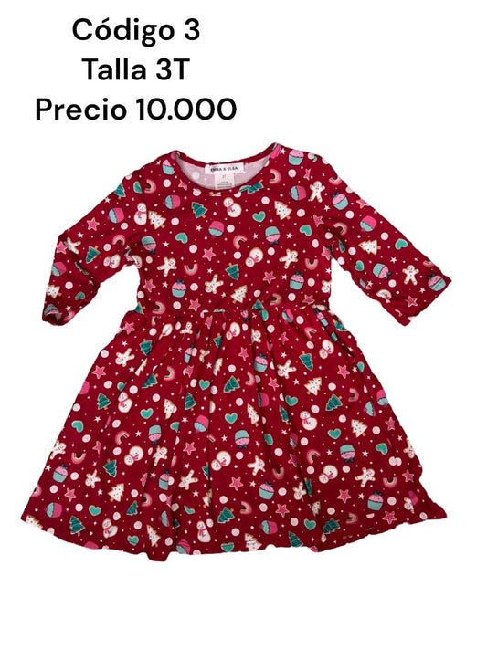 Vestido Rojo Navideño (Cupcakes, Arbolitos, Snowman)