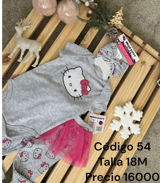 Juego Hello Kitty 3 piezas (Body, Pantalon Tul, Bincha)