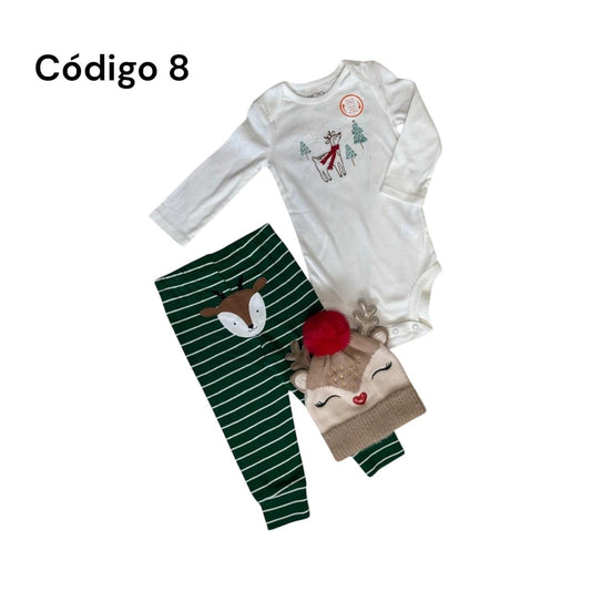 Conjunto PantalÓn Verde rayas y Camisa Blanca venado