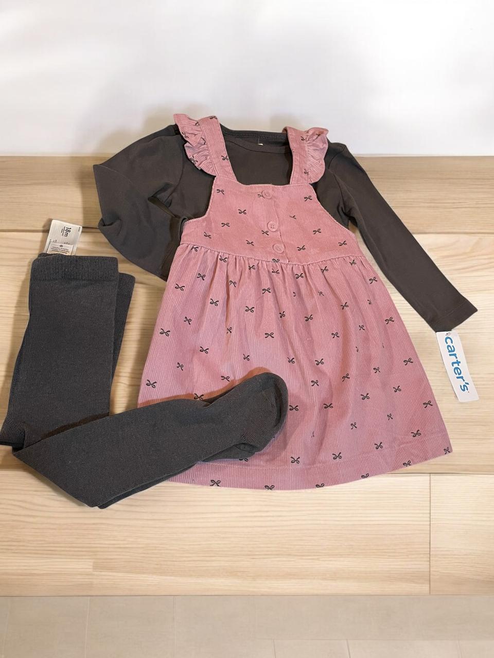 Vestido Rosado, Body y Panties Carter´s