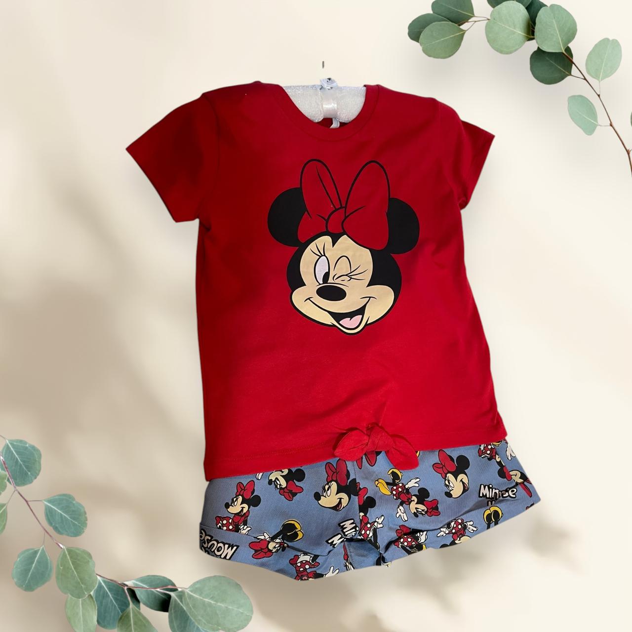 Set 2 Piezas Blusa y Short Minnie Rojo