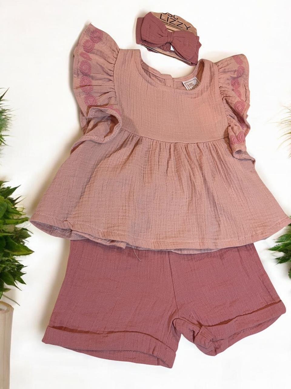 Set 3 Piezas Short, Blusa y Bincha